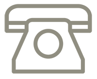 A gray square featuring a telephone icon, set against a clean white background.